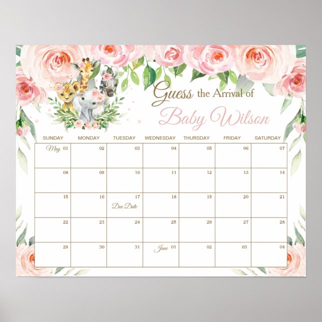 Poster Selva Floral Jogo de Chegada do Bebê (Frente)