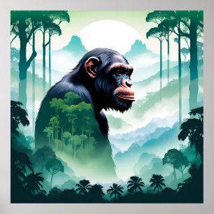 Poster Selva Florestal Natural de Animais Selvagem de Chi