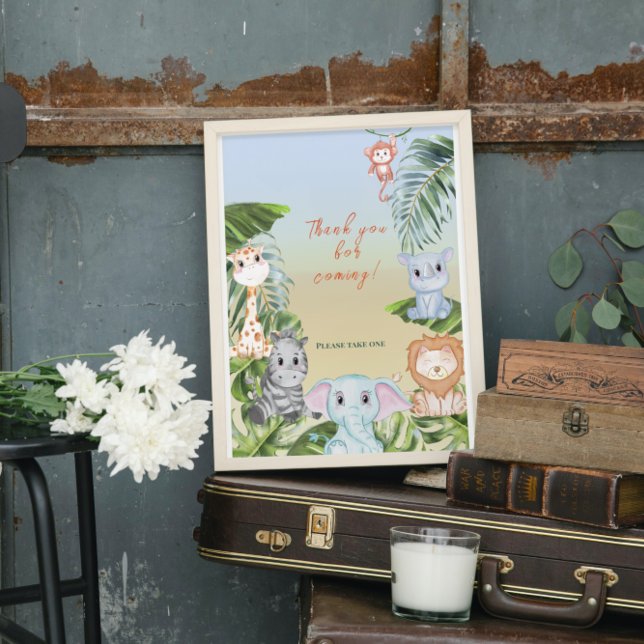 Poster Selva Safari Cute Pequena Favela do Chá de fraldas (Criador carregado)