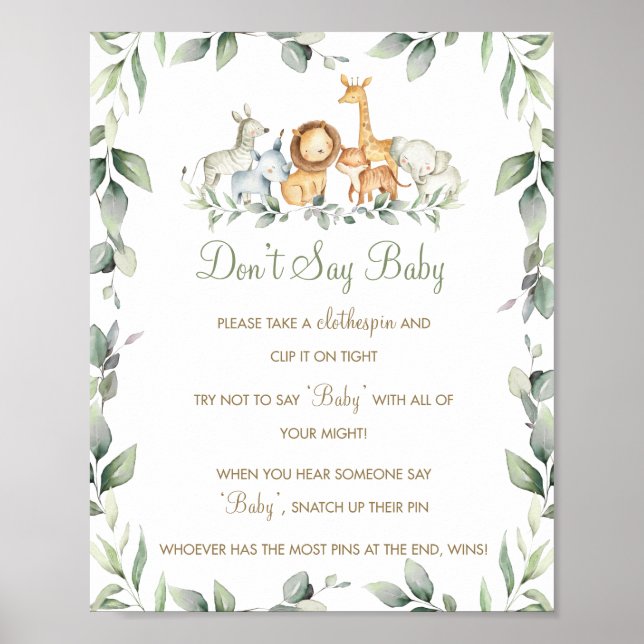 Poster Selva Verde Não Diz Jogo de Bebê (Frente)