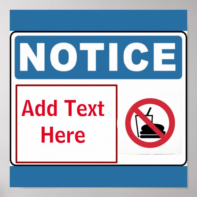 Poster Sem Comida nas Instalações, adicionar texto, Assin (Frente)