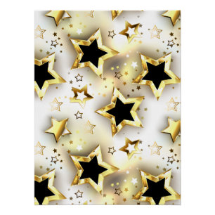 Pôster Sem costura leve com estrelas douradas