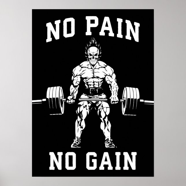 Poster Sem Dor, Sem Ganho - Motivação De Workout De Gym (Frente)