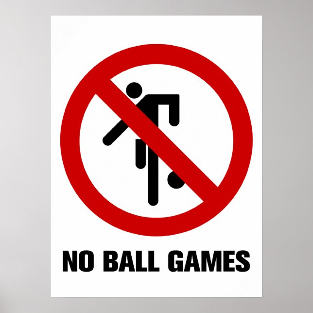 Poster Sem Jogos de Bola ⚠ Placa do Parque Tailandês ⚠ (Frente)