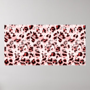Poster Sem Mão Sem Fio Desenhada Aquarela Leopardo Ani