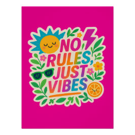 Pôster Sem Regras Apenas Vibes - Gradiente Neon Kawaii-Pu