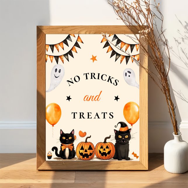 Poster " Sem Truques e Tratamentos " Boo Black Cat Hallow (Criador carregado)