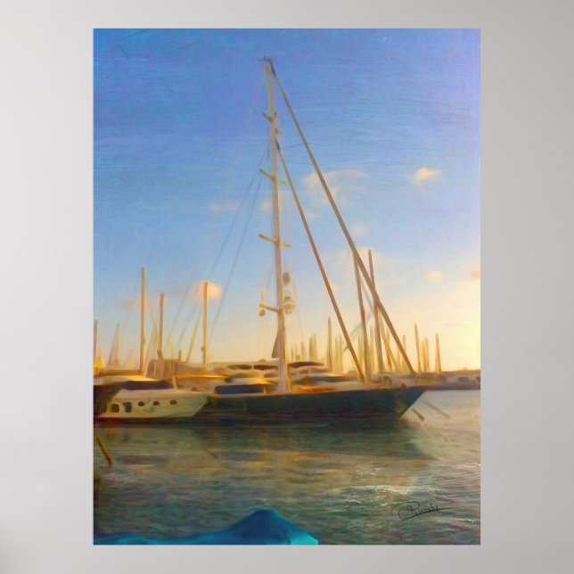 Poster Sem velas Mar Sol Dia Praia Israel Herzlia (Frente)