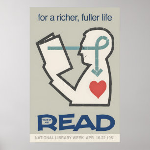 Poster Semana da Biblioteca Nacional Cartaz de 1961 Meado
