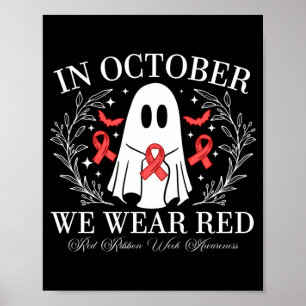 Poster Semana da Fita Vermelha Desenho Fantasma Em Outubr
