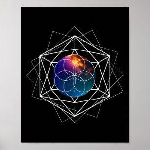 Poster Semente da Vida Geometria Sagrada Galáxia Metafísi