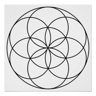 Pôster Semente da Vida Geometria Sagrada preto e branco