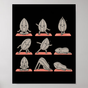 Poster Semente de Girassol Fazendo Yoga Vegana Kawaii Zen