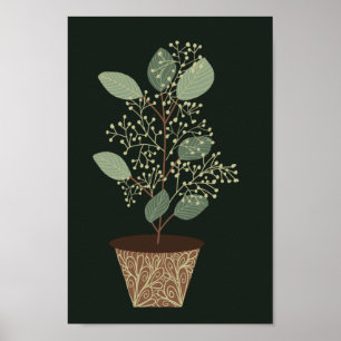 Poster Sementes de pote verde de folhas de eucalipto terr