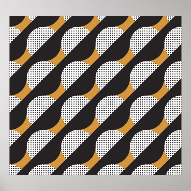 Poster Semicírculos e pontos, padrão geométrico. (Frente)