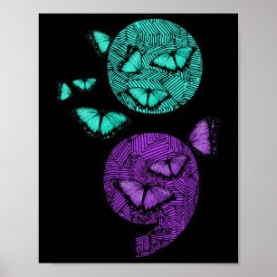 Poster Semicolon Butterflies de Sensibilização para o Sui