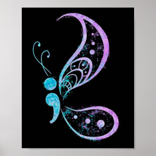 Poster Semicolon Butterfly Tatuagem Mental Semicolon