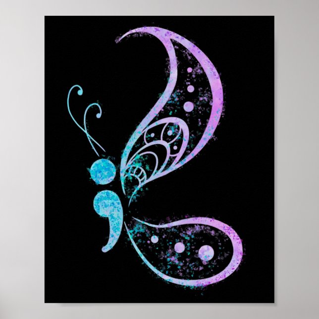 Poster Semicolon Butterfly Tatuagem Mental Semicolon (Frente)
