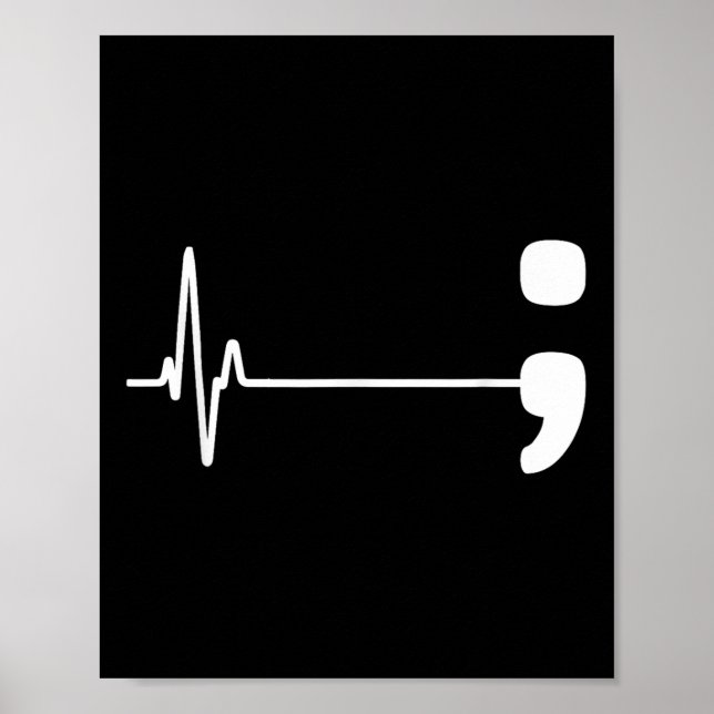 Poster Semicolon Heartbeat Flatline Suicídio Aw (Frente)
