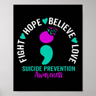 Poster Semicolon Suicídio Sensibilização para a saúde men