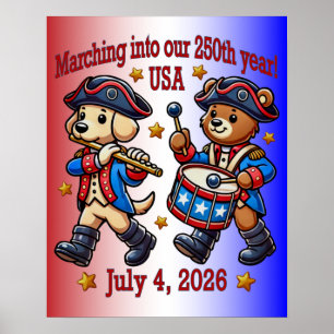 Poster Semiquinentenário do 250º aniversário dos EUA