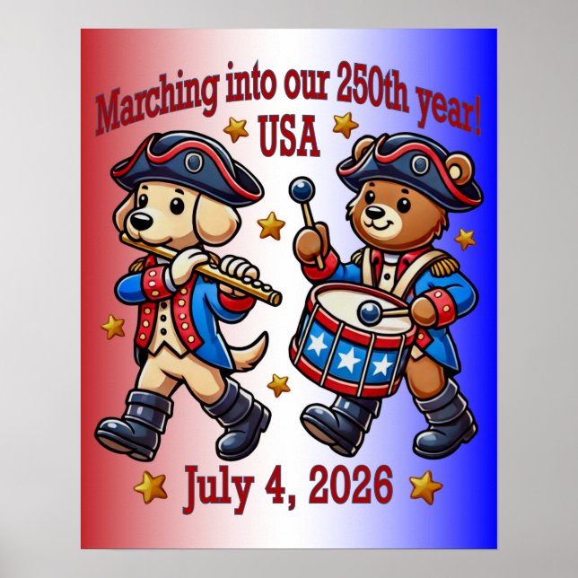 Poster Semiquinentenário do 250º aniversário dos EUA (Frente)
