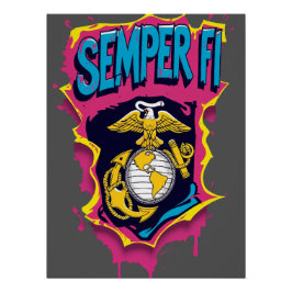 Pôster Semper Fi USMC Marinho Militar