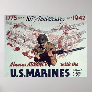 Poster Sempre avanço com fuzileiros navais dos E.U.