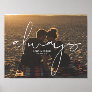 Poster Sempre Cartaz de Foto de Casamento com Nomes e Dat