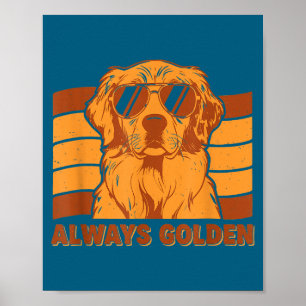 Poster Sempre estilo retrô dourado cão retriever dourado 