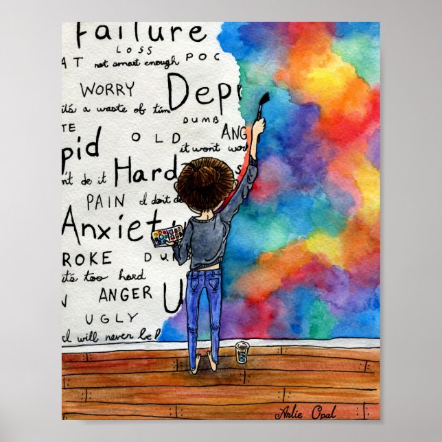 Poster Sempre Lutando Pintura Por Aquarela (205) REV (Frente)