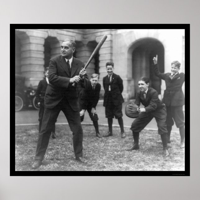 Poster Senador Jogando Baseball em 1924 (Frente)