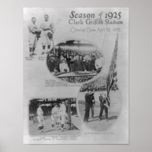 Poster Senadores 1925 de Washington, estádio de Clark