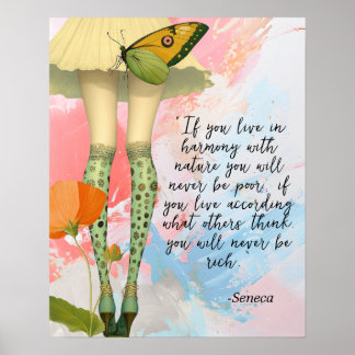 Poster Seneca Quote Whimsical Modern Collage