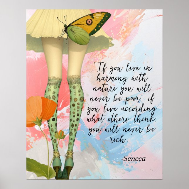 Poster Seneca Quote Whimsical Modern Collage (Frente)