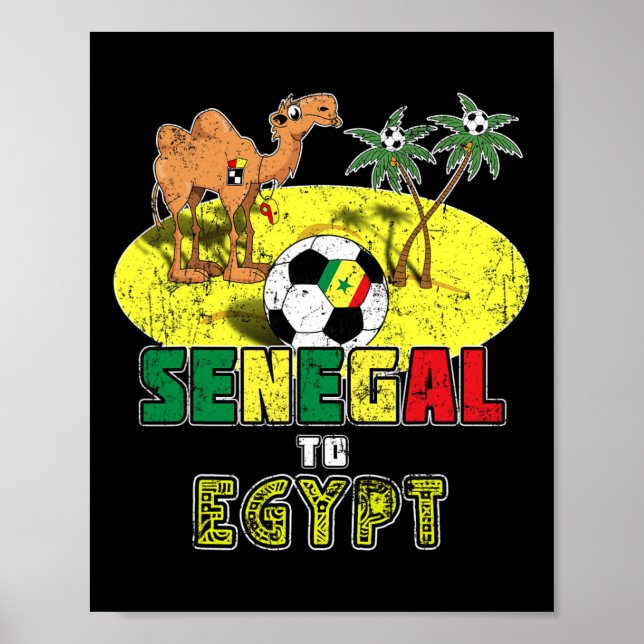 Poster Senegal National Soccer Team To Egypt Retro  (Frente)