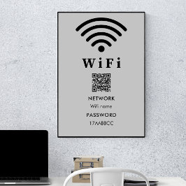 Poster Senha do Código QR Wifi | Analisar Para Ligar Cinz