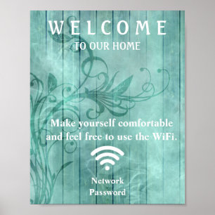 Poster Senha do Wifi para Convidados com Sombras em Madei