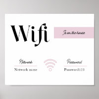 Senha e Sinal de Rede Wifi Cor-de-Rosa e Branco