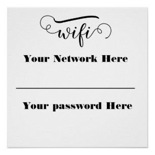 Pôster senha wifi caligráfica suporte de sinal