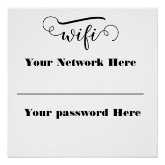 Pôster senha wifi caligráfica suporte de sinal