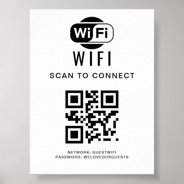 Poster Senha Wifi | Verificação de código QR para conexão (Frente)