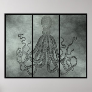 Pôster Senhor Bodner Triptych preto e branco