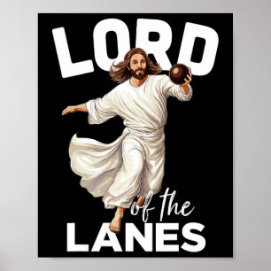 Poster Senhor das Pistas Cristão Engraçado de Boliche de