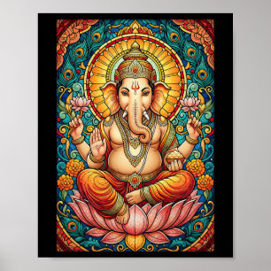 Poster Senhor Ganesha Vitral Hindu Deus Hinduísmo