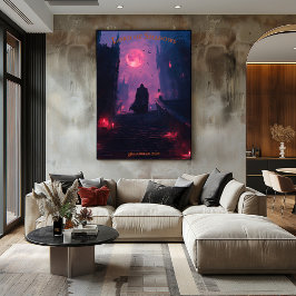 Poster Senhor Vampiro Halloween com Castelo da Grande Esc
