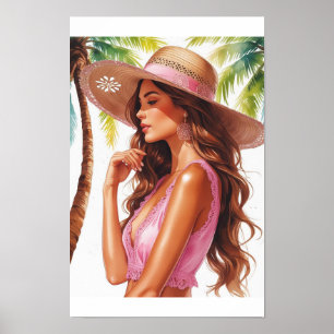 Poster Senhora Bronzeada em Rosa