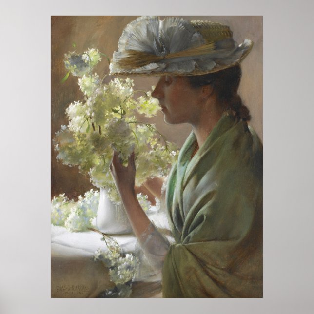 Poster Senhora com Buquê de Charles Courtney Curran (Frente)