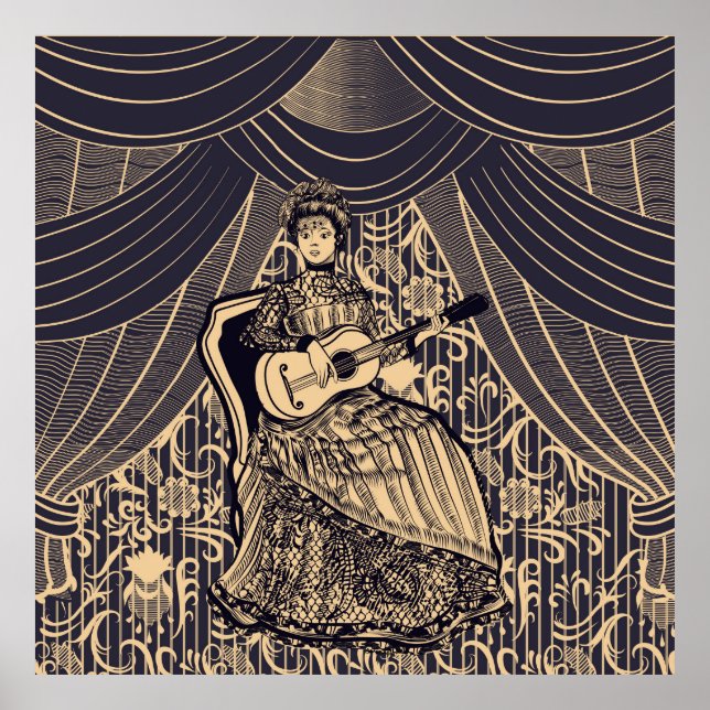 Poster Senhora com guitarra (Frente)