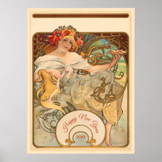 Poster Senhora com Poppies no Cabelo